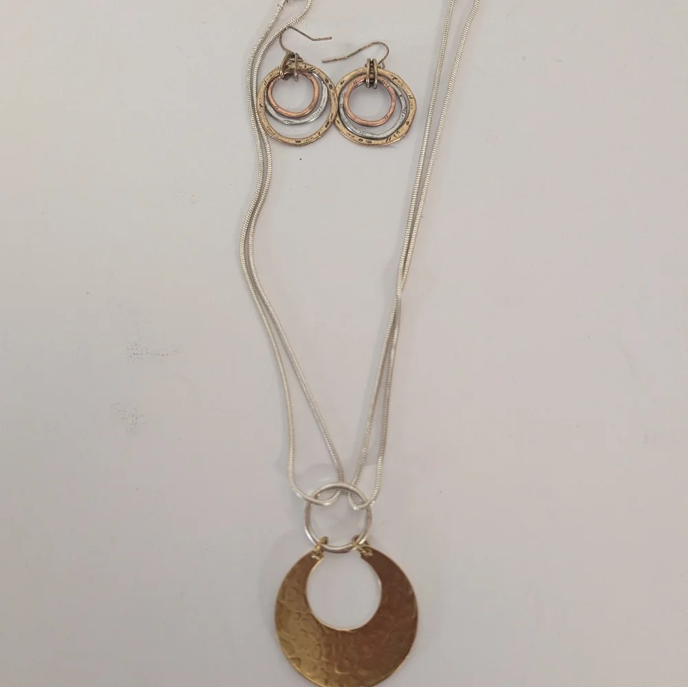 Marjorie Baer S.F Signed Two Tone Necklace . The Earrings Include But Not Signed